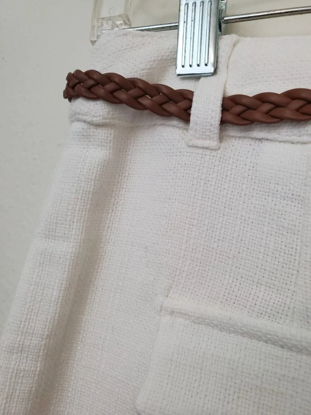 Zara braided belt white cotton culottes